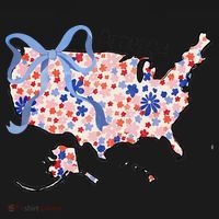 Floral America Coquette Bow USA Map 4th Of July Patriotic Women's Tank Top thumb 5
