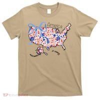 Floral America Coquette Bow USA Map 4th Of July Patriotic T-Shirt thumb 0