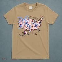 Floral America Coquette Bow USA Map 4th Of July Patriotic T-Shirt thumb 5