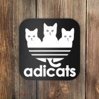 Funny Adicats Cute Cat Lover Pocket Cat Cat Mom Black Cat Coaster thumb 0
