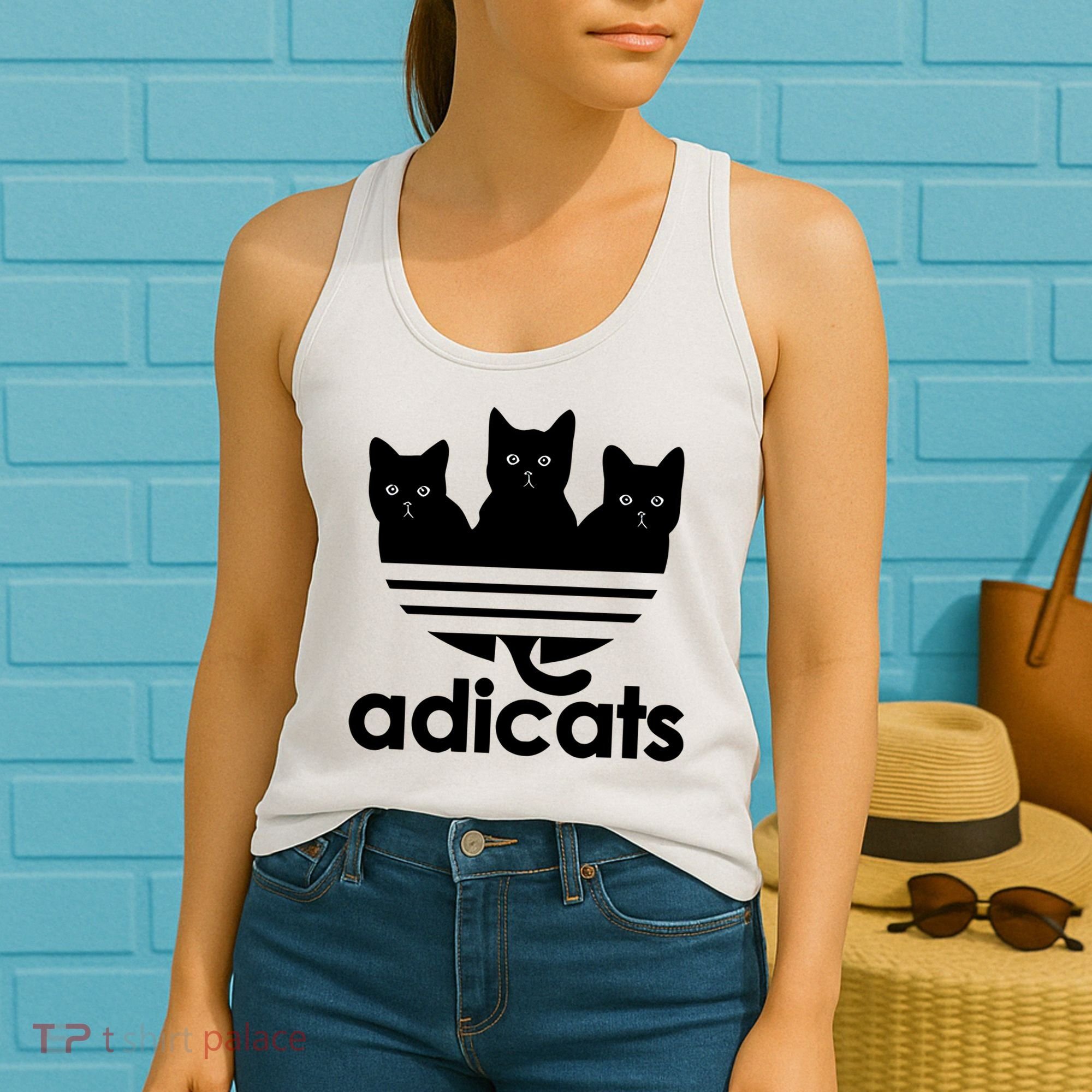 Funny Adicats Cute Cat Lover Pocket Cat Cat Mom Black Cat Women's Tank Top
