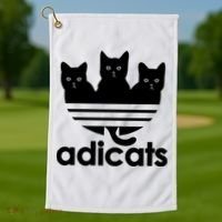 Funny Adicats Cute Cat Lover Pocket Cat Cat Mom Black Cat Golf Towel thumb 1