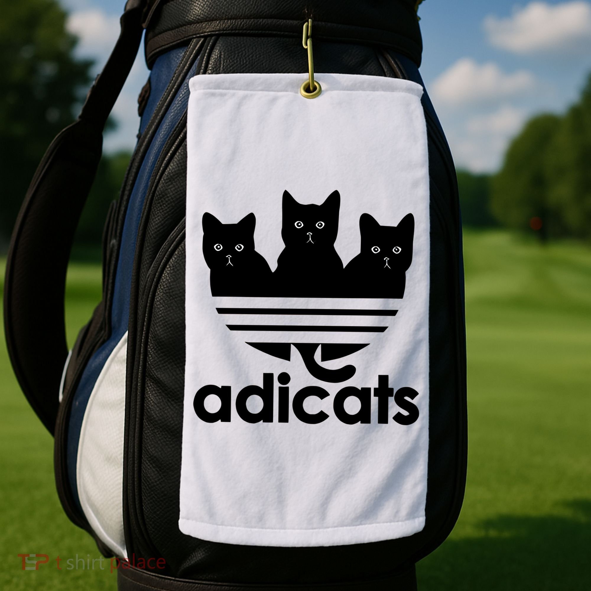 Funny Adicats Cute Cat Lover Pocket Cat Cat Mom Black Cat Golf Towel