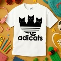 Funny Adicats Cute Cat Lover Pocket Cat Cat Mom Black Cat Kids T-Shirt thumb 3