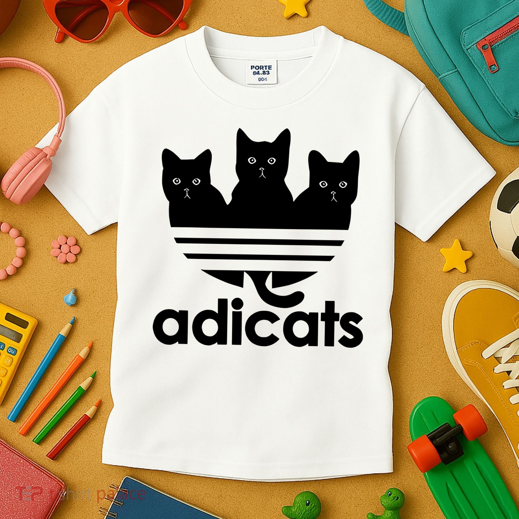 Funny Adicats Cute Cat Lover Pocket Cat Cat Mom Black Cat Kids T-Shirt