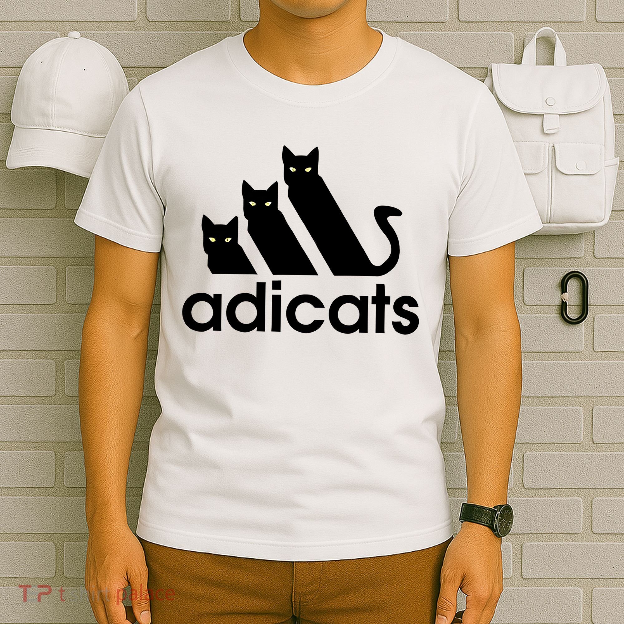 Funny Adicats Cute Cat Lover Pocket Cat Cat Mom Black Cat T-Shirt