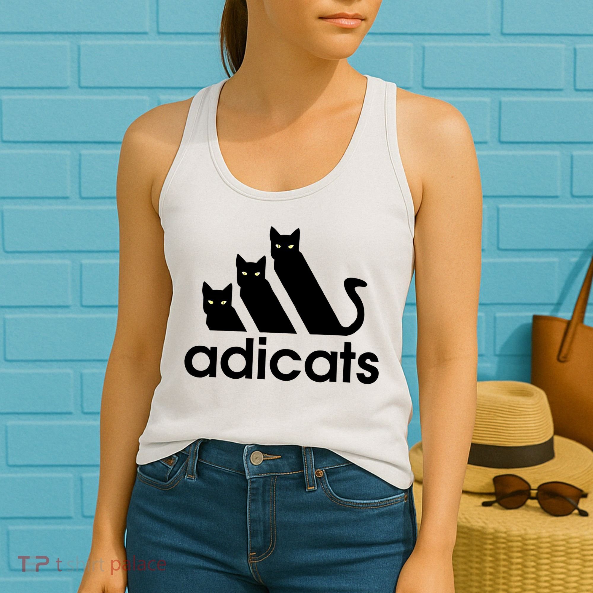 Funny Adicats Cute Cat Lover Pocket Cat Cat Mom Black Cat Women's Tank Top
