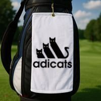Funny Adicats Cute Cat Lover Pocket Cat Cat Mom Black Cat Golf Towel thumb 2