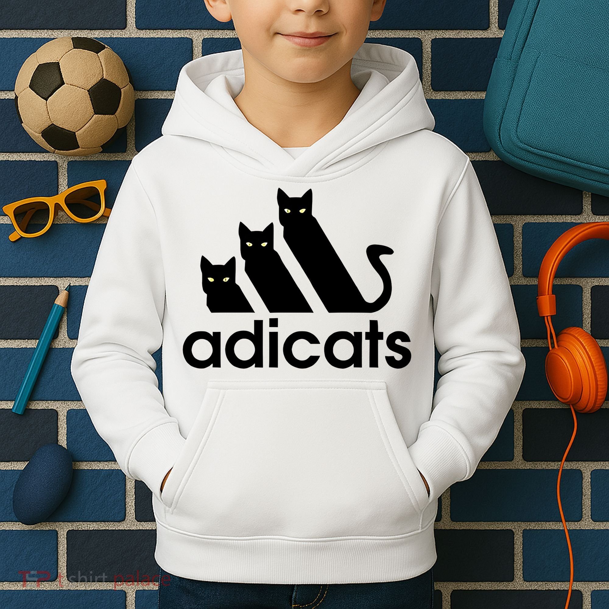 Funny Adicats Cute Cat Lover Pocket Cat Cat Mom Black Cat Kids Hoodie