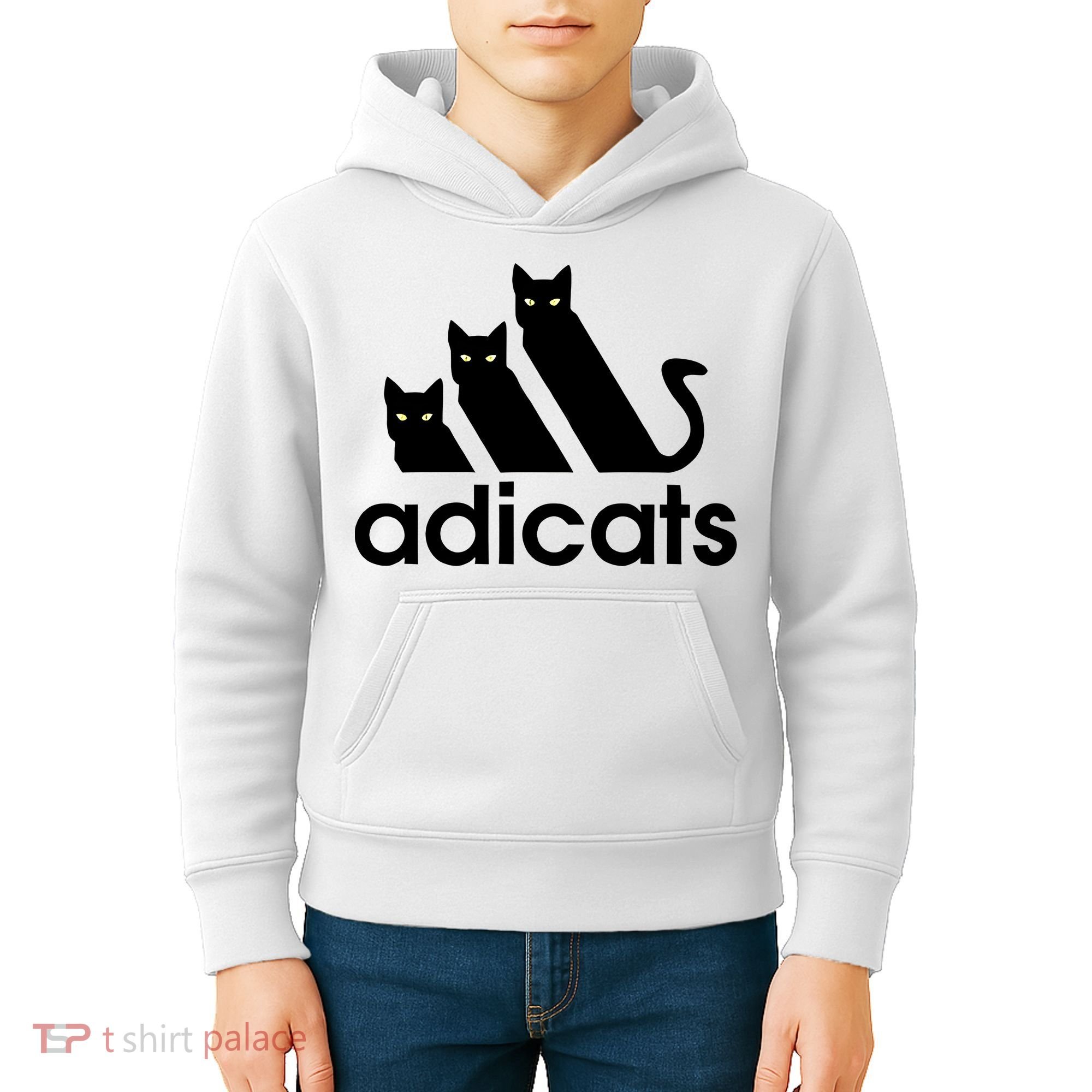 Funny Adicats Cute Cat Lover Pocket Cat Cat Mom Black Cat Kids Hoodie