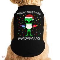 Funny Alien Christmas Cool Gift Merry Christmas Pew Madafakas Funny Gift Doggie Tank thumb 0