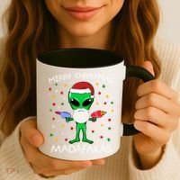 Funny Alien Christmas Cool Gift Merry Christmas Pew Madafakas Funny Gift Coffee Mug thumb 3