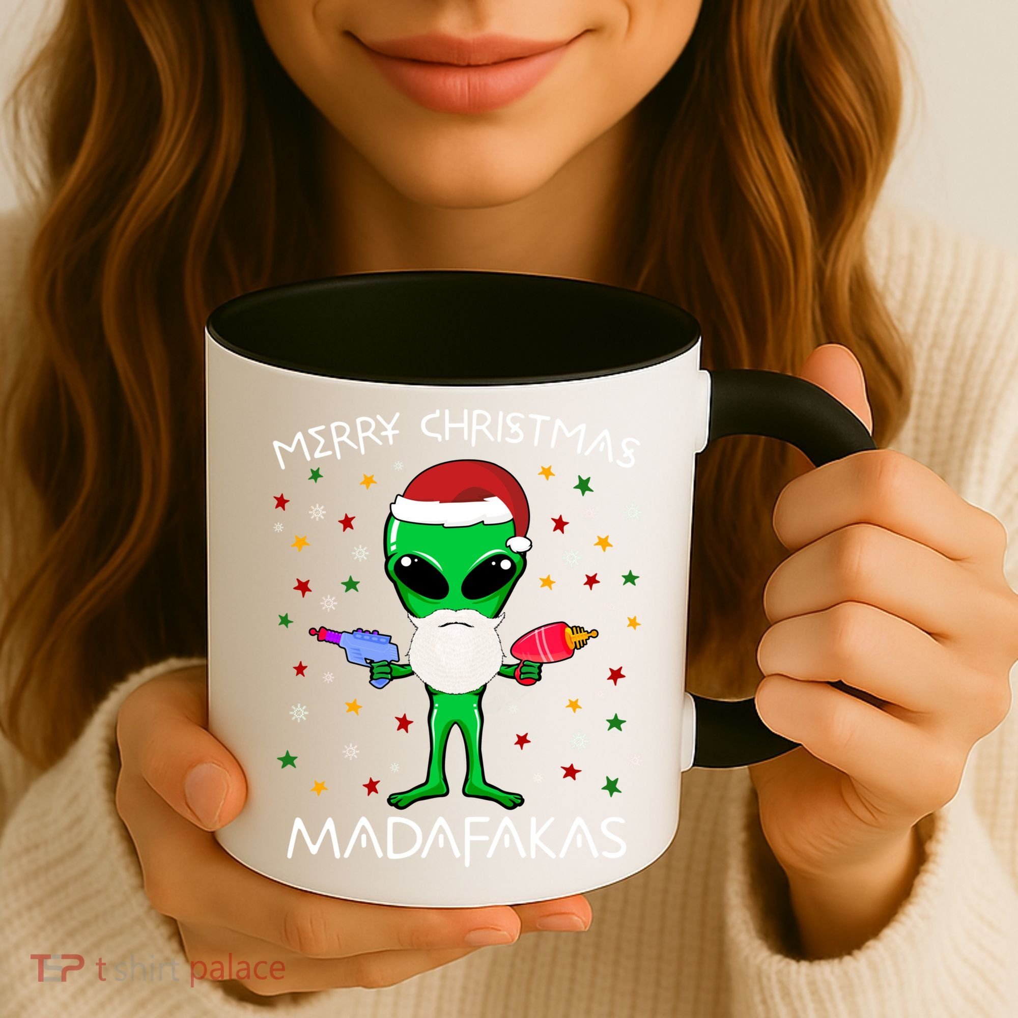 Funny Alien Christmas Cool Gift Merry Christmas Pew Madafakas Funny Gift Coffee Mug