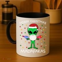Funny Alien Christmas Cool Gift Merry Christmas Pew Madafakas Funny Gift Coffee Mug thumb 4