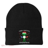 Funny Alien Christmas Cool Gift Merry Christmas Pew Madafakas Funny Gift Beanie thumb 0