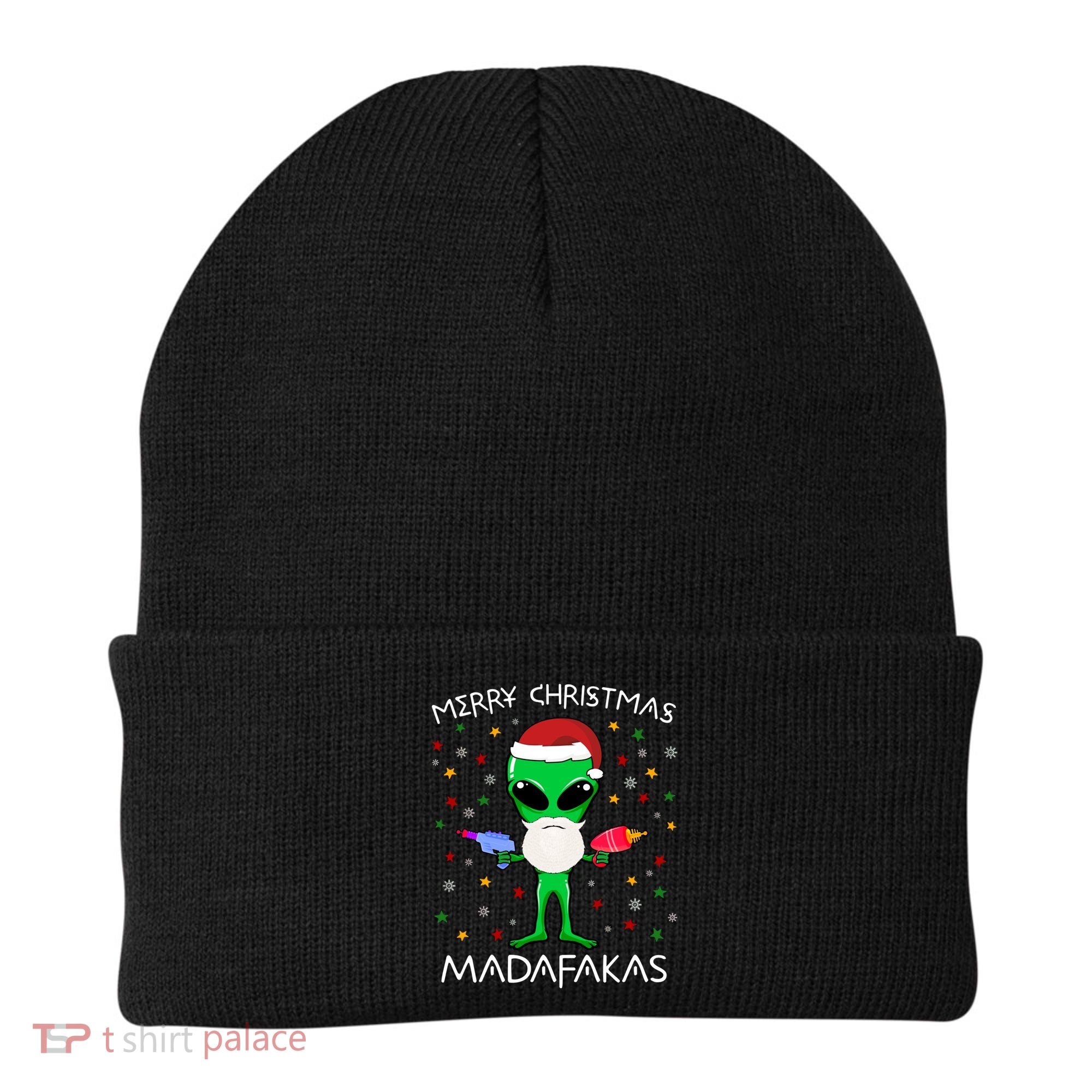 Funny Alien Christmas Cool Gift Merry Christmas Pew Madafakas Funny Gift Beanie