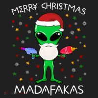 Funny Alien Christmas Cool Gift Merry Christmas Pew Madafakas Funny Gift Beanie thumb 2