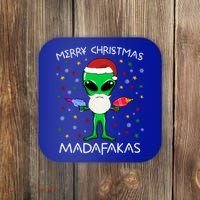 Funny Alien Christmas Cool Gift Merry Christmas Pew Madafakas Funny Gift Coaster thumb 0