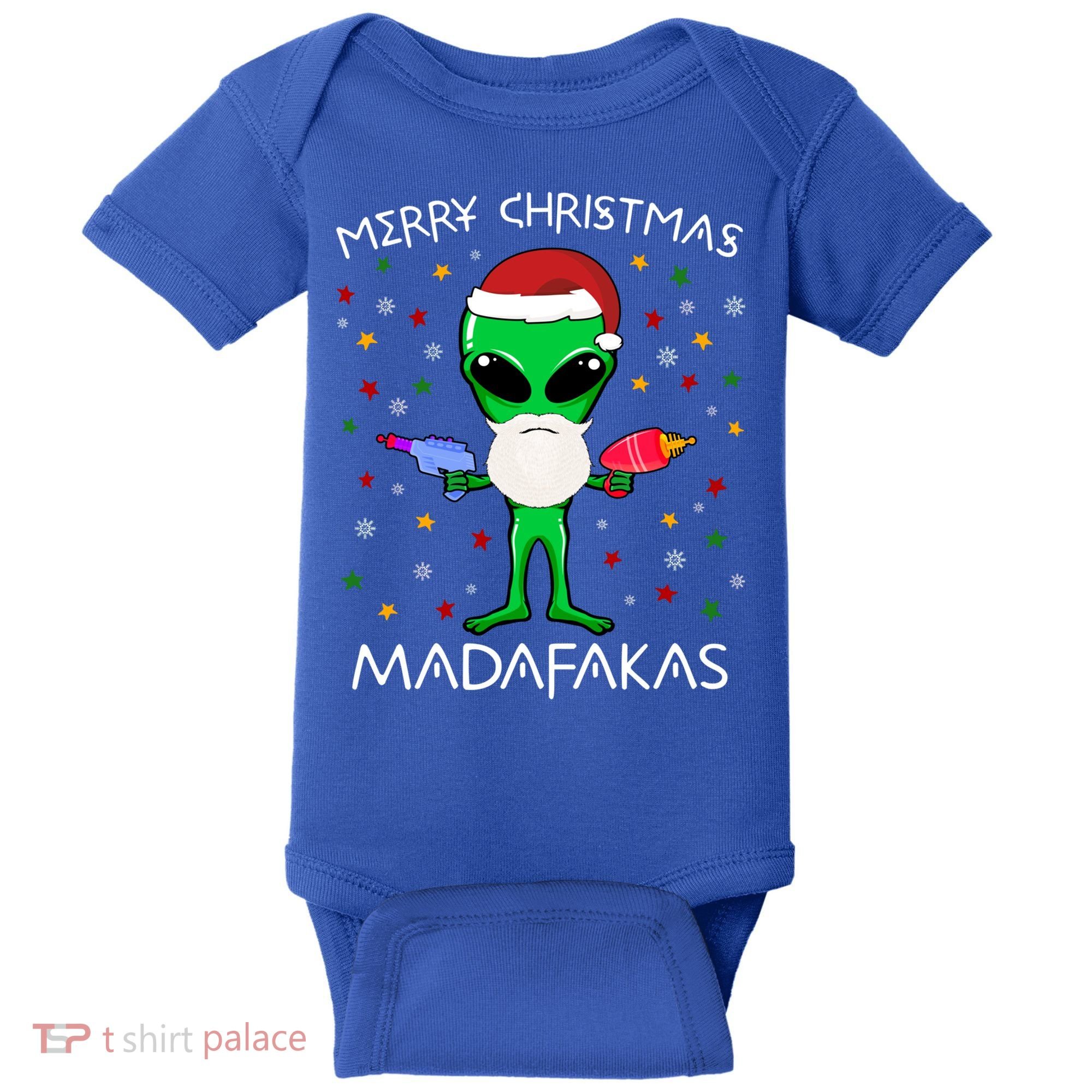 Funny Alien Christmas Cool Gift Merry Christmas Pew Madafakas Funny Gift Baby Bodysuit