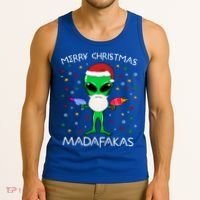 Funny Alien Christmas Cool Gift Merry Christmas Pew Madafakas Funny Gift Tank Top thumb 3
