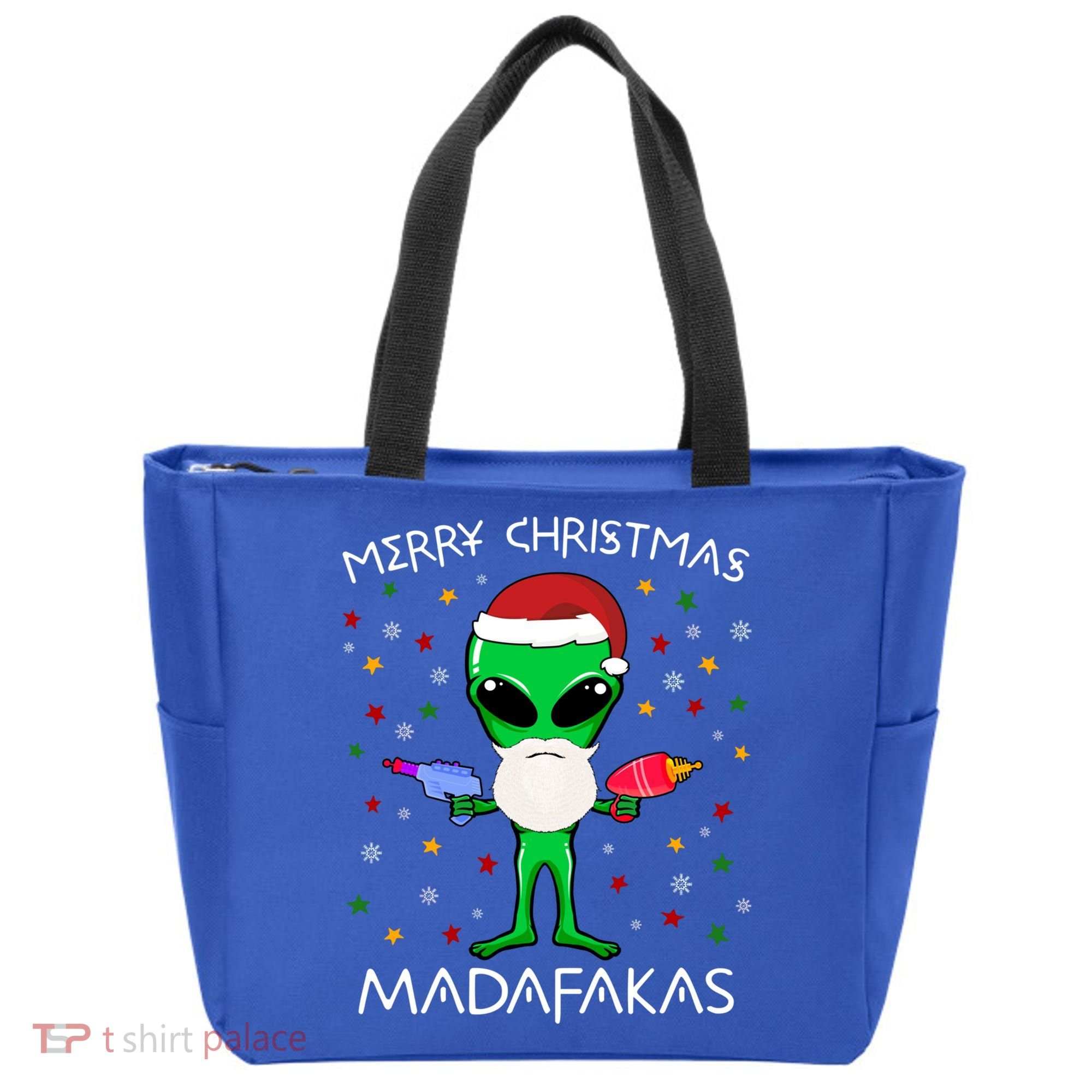 Funny Alien Christmas Cool Gift Merry Christmas Pew Madafakas Funny Gift Tote Bag