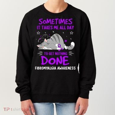 Fibromyalgia Awareness Cat Ribbon Gift Women's Sweatshirt