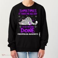 Fibromyalgia Awareness Cat Ribbon Gift Women's Sweatshirt thumb 0