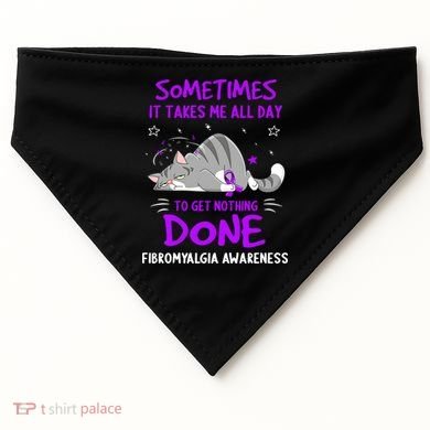 Fibromyalgia Awareness Cat Ribbon Gift USA-Made Doggie Bandana