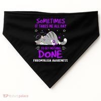Fibromyalgia Awareness Cat Ribbon Gift USA-Made Doggie Bandana thumb 0