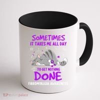 Fibromyalgia Awareness Cat Ribbon Gift Coffee Mug thumb 1