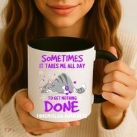 Fibromyalgia Awareness Cat Ribbon Gift Coffee Mug thumb 3