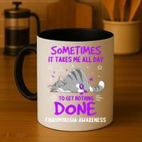 Fibromyalgia Awareness Cat Ribbon Gift Coffee Mug thumb 4