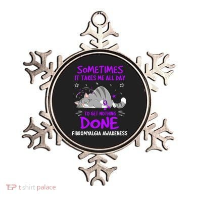 Fibromyalgia Awareness Cat Ribbon Gift Ornament