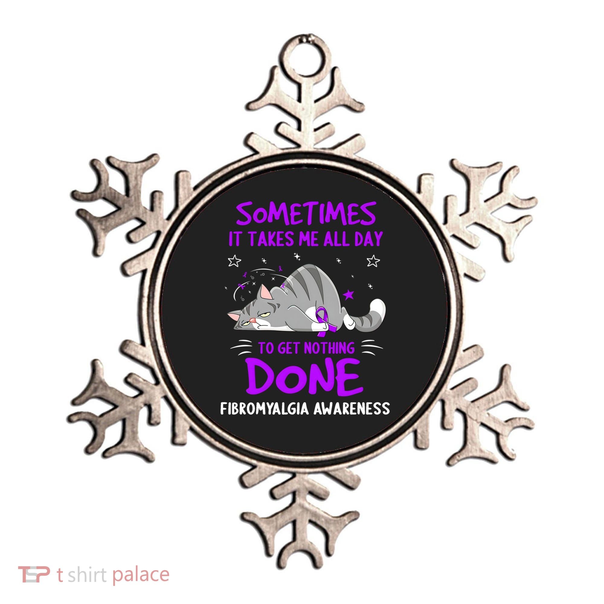 Fibromyalgia Awareness Cat Ribbon Gift Ornament