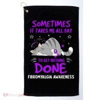 Fibromyalgia Awareness Cat Ribbon Gift Golf Towel thumb 0