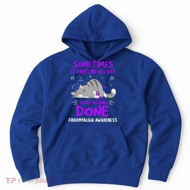Fibromyalgia Awareness Cat Ribbon Gift Hoodie
