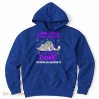 Fibromyalgia Awareness Cat Ribbon Gift Hoodie thumb 0