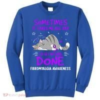 Fibromyalgia Awareness Cat Ribbon Gift Sweatshirt thumb 0