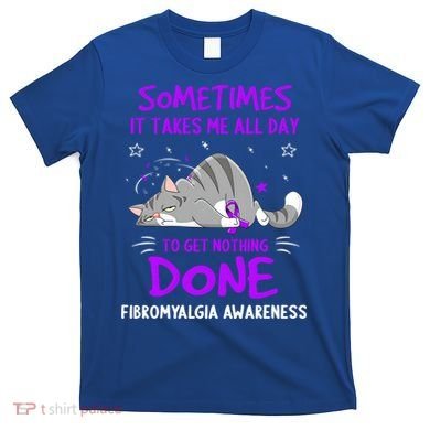 Fibromyalgia Awareness Cat Ribbon Gift T-Shirt