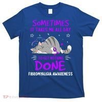 Fibromyalgia Awareness Cat Ribbon Gift T-Shirt thumb 0