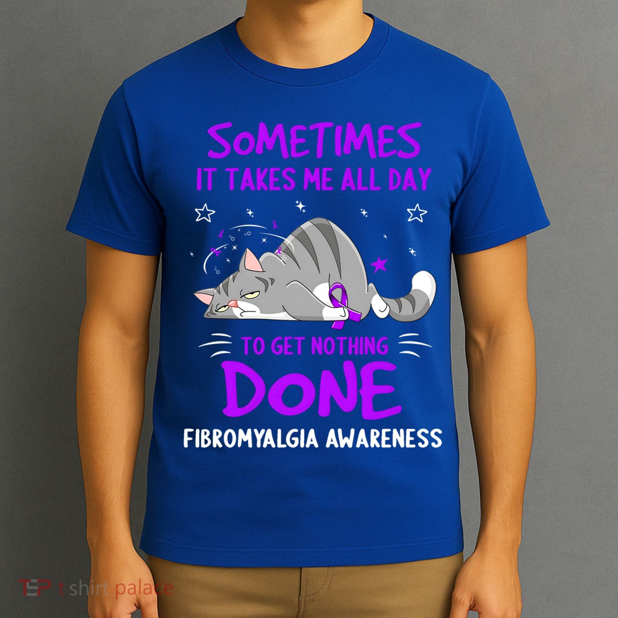 Fibromyalgia Awareness Cat Ribbon Gift T-Shirt