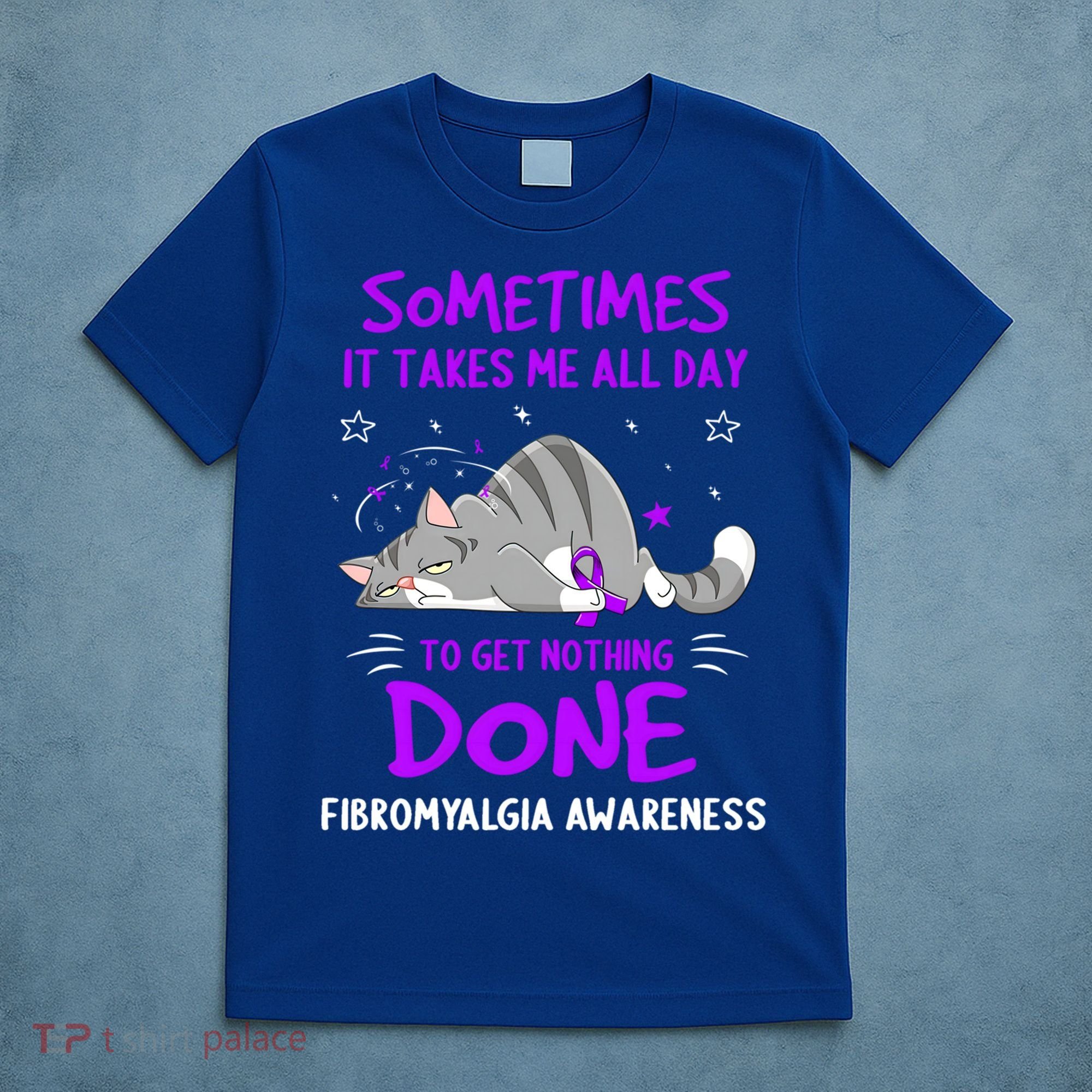 Fibromyalgia Awareness Cat Ribbon Gift T-Shirt