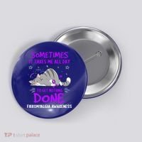 Fibromyalgia Awareness Cat Ribbon Gift Button thumb 0