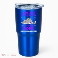 Fibromyalgia Awareness Cat Ribbon Gift Tumbler thumb 0