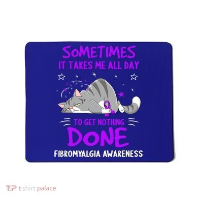 Fibromyalgia Awareness Cat Ribbon Gift Mousepad