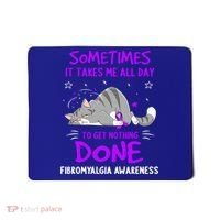 Fibromyalgia Awareness Cat Ribbon Gift Mousepad thumb 0