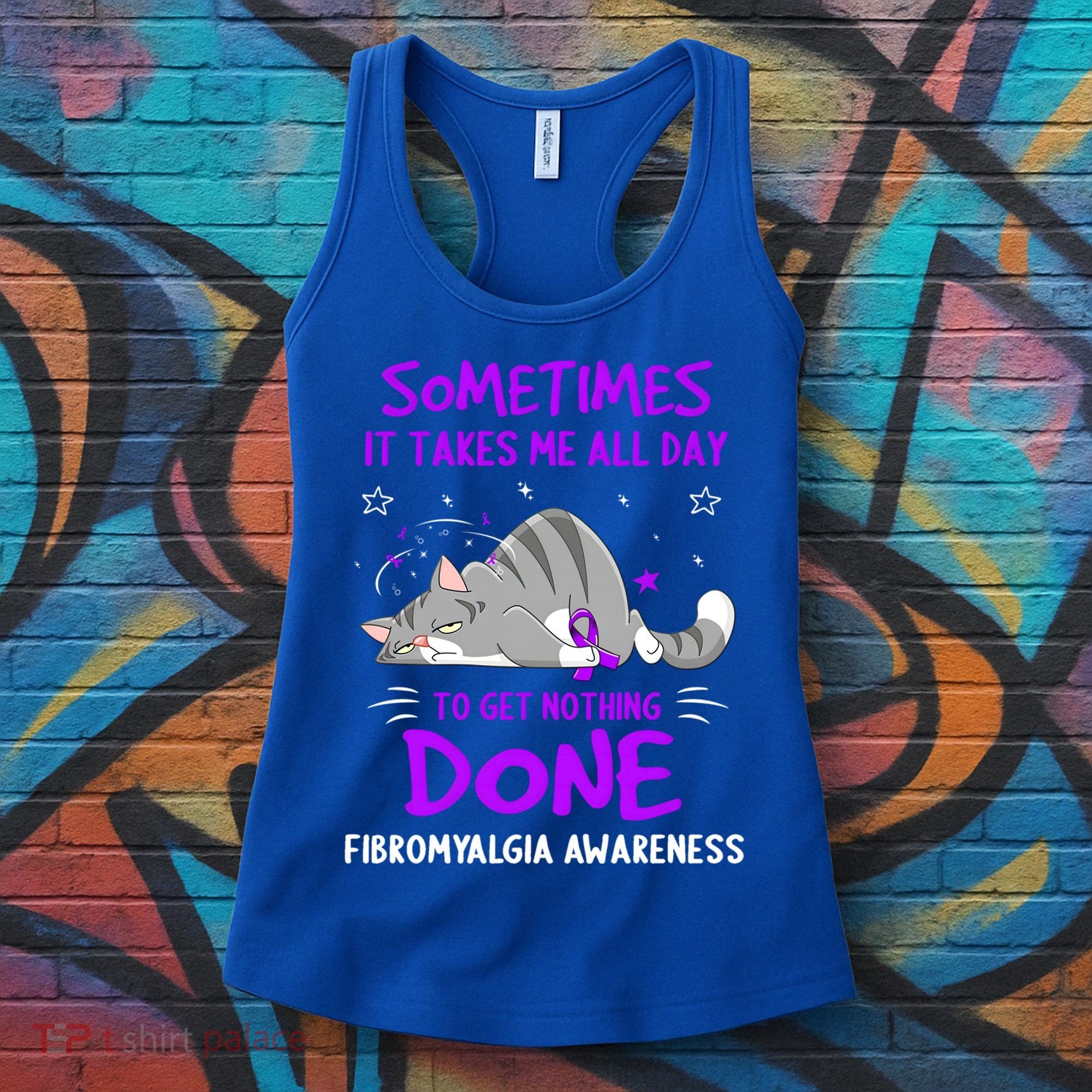 Fibromyalgia Awareness Cat Ribbon Gift Women's Tank Top