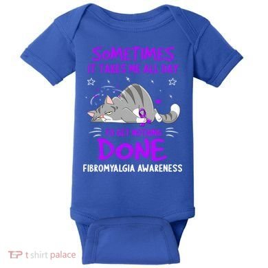 Fibromyalgia Awareness Cat Ribbon Gift Baby Bodysuit