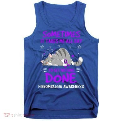 Fibromyalgia Awareness Cat Ribbon Gift Tank Top