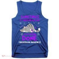 Fibromyalgia Awareness Cat Ribbon Gift Tank Top thumb 0